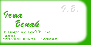 irma benak business card